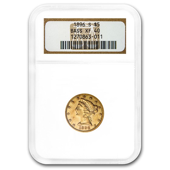 1896-S $5 Liberty Gold Half Eagle XF-40 NGC (Bass Collection) 1896-S $5 Liberty Gold Half Eagle XF-40 NGC (Bass Collection)